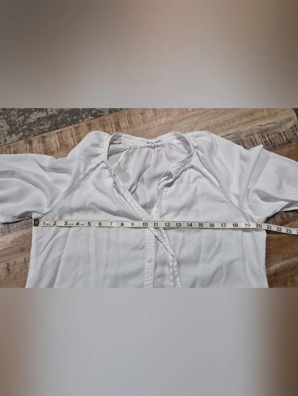 Bella Dahl White Wrinkle Free Button Up Peasant Blouse Size M